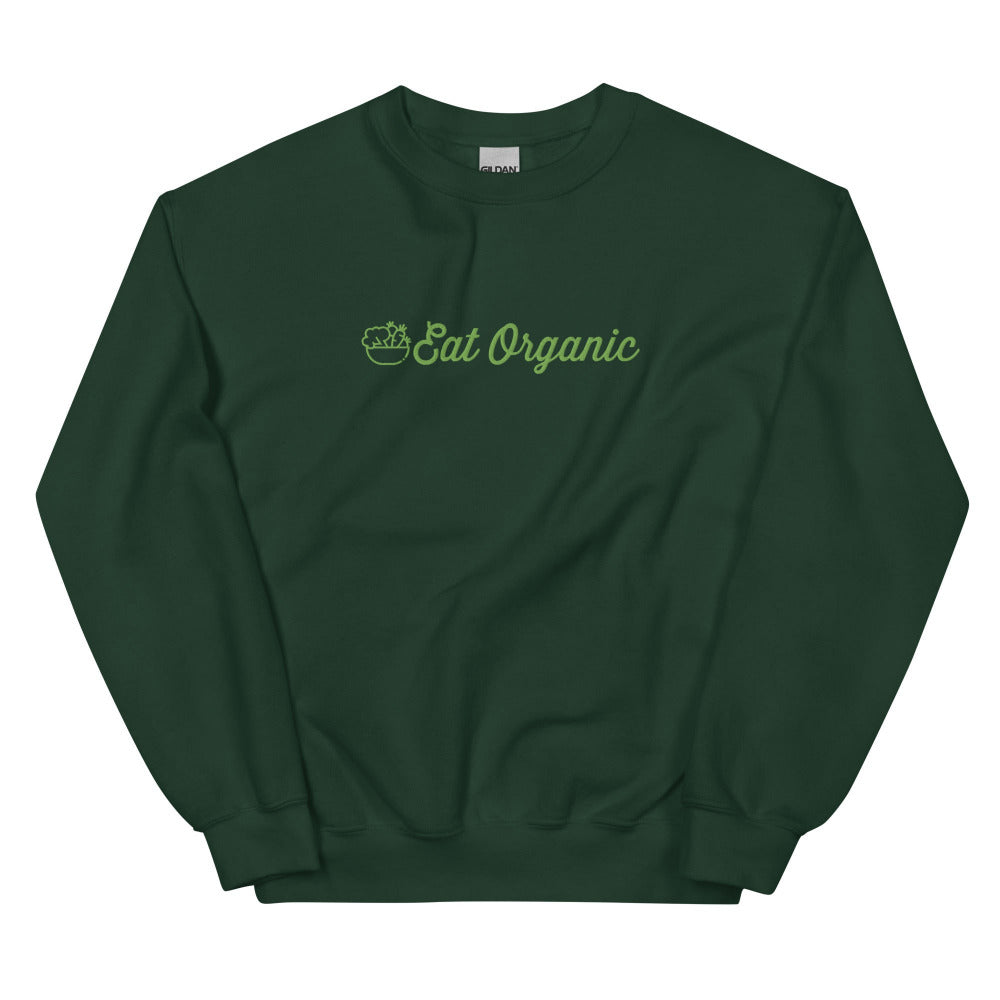 Eat Organic Embroidered Sweatshirt - Forest Green Color - https://ascensionemporium.net 