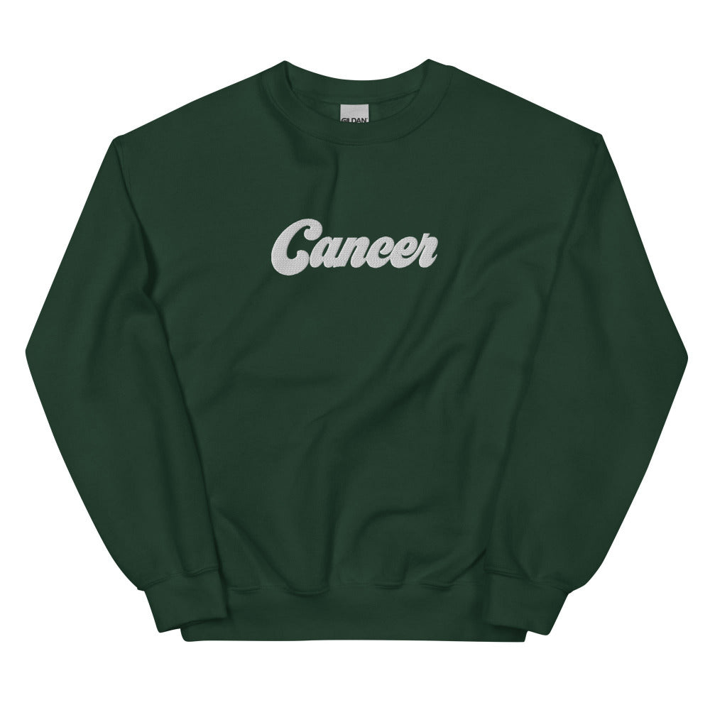 Cancer Zodiac Embroidered Sweatshirt - Forest Green Color - https://ascensionemporium.net