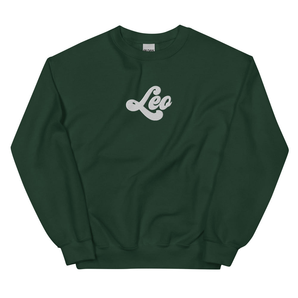 Leo Zodiac Embroidered Sweatshirt - Forest Green Color - https://ascensionemporium.net