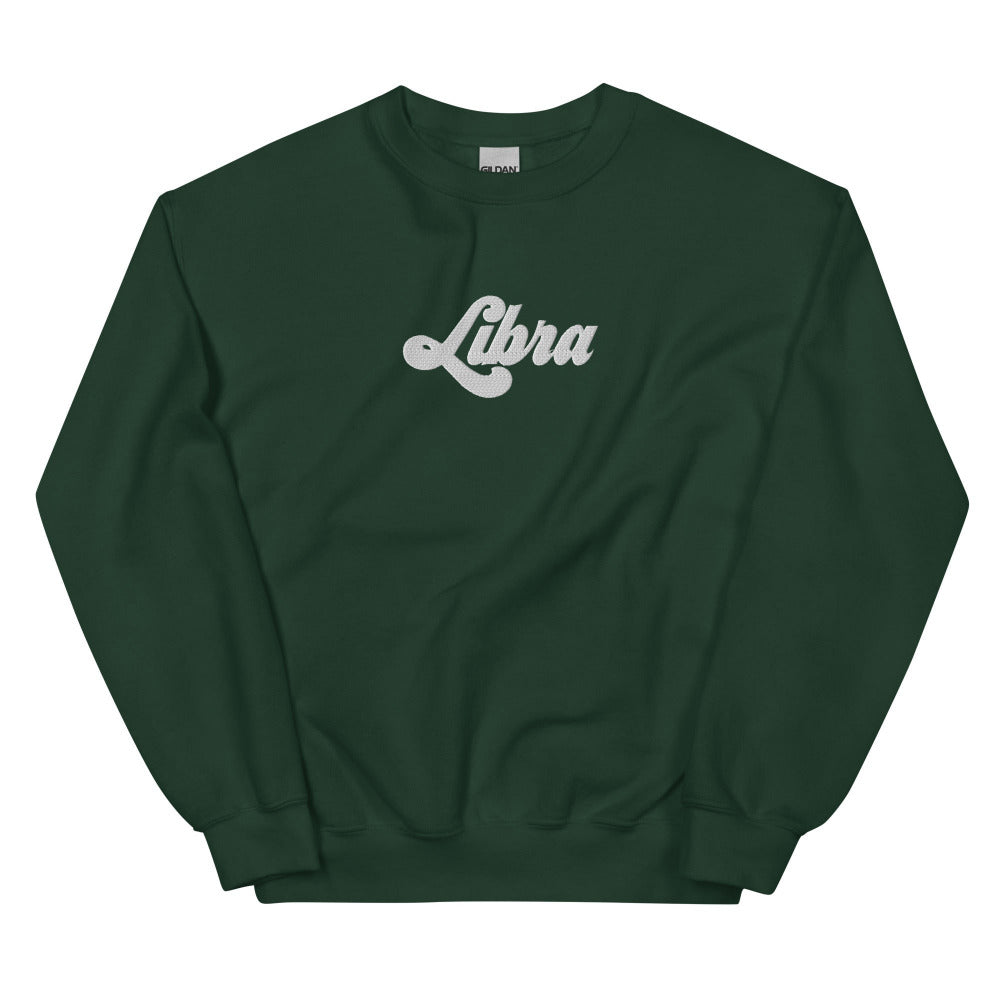 Libra Zodiac Embroidered Sweatshirt - Forest Green Color - https://ascensionemporium.net