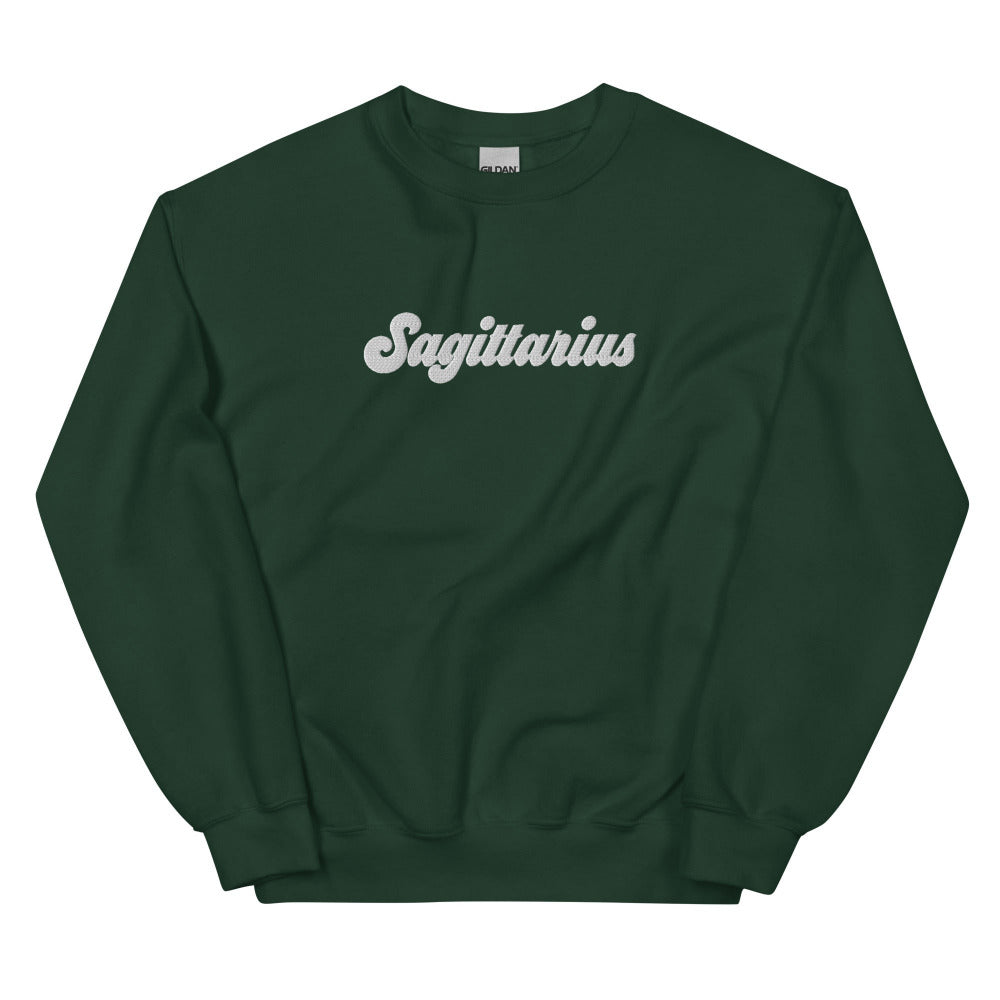 Sagittarius Zodiac Embroidered Sweatshirt - Forest Green Color - https://ascensionemporium.net