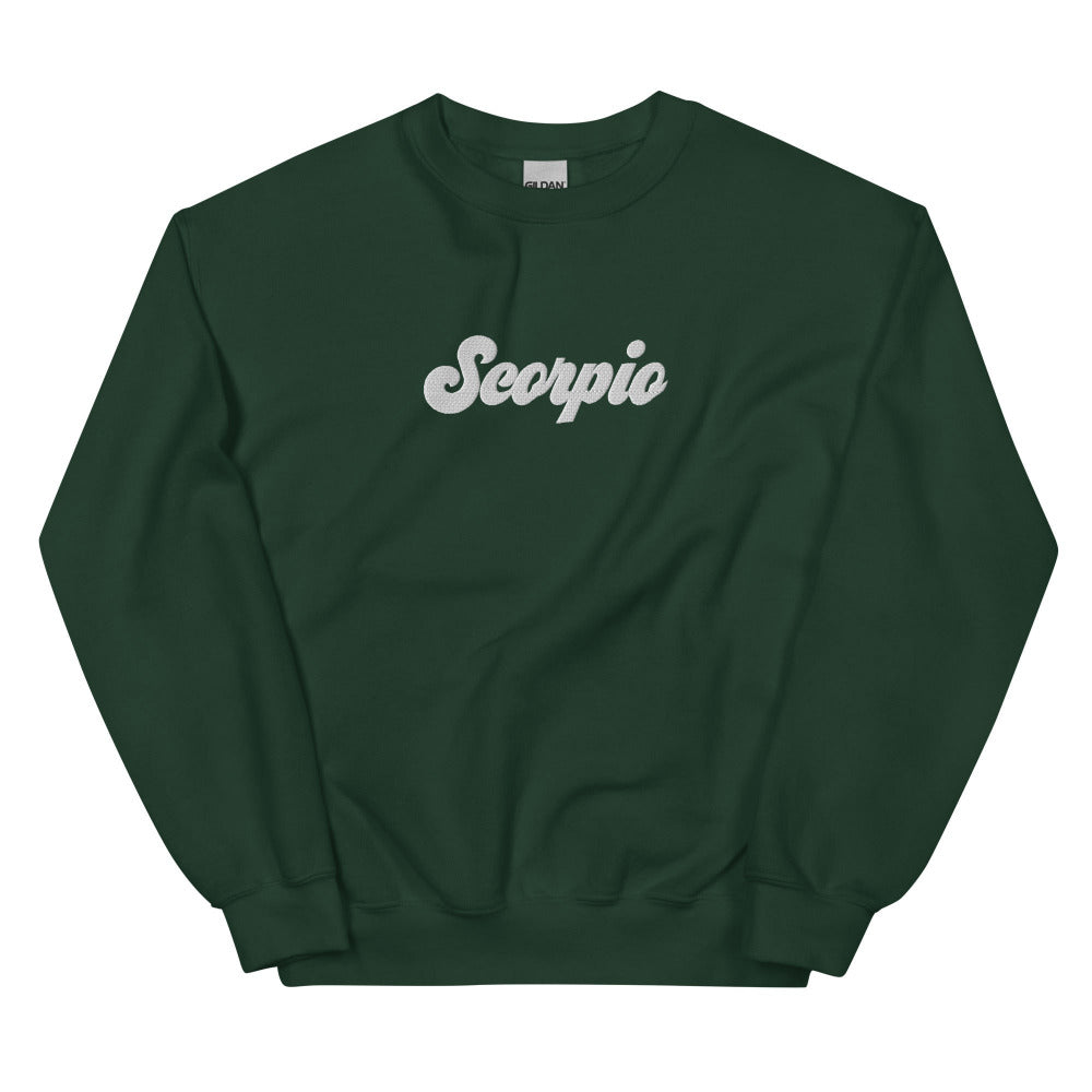 Scorpio Zodiac Embroidered Sweatshirt - Forest Green Color - https://ascensionemporium.net
