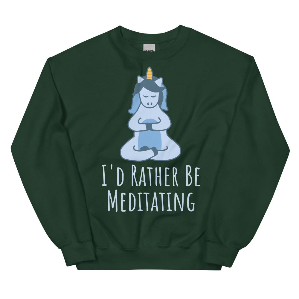 I'd Rather Be Meditating Unicorn Sweatshirt - Forest Green Color - https://ascensionemporium.net