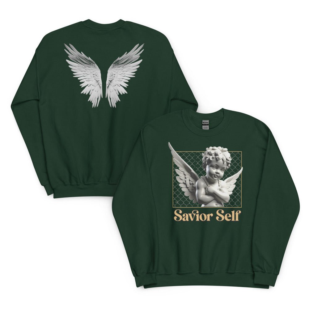 Savior Self Angel Wings Sweatshirt - Forest Green Color - https://ascensionemporium.net