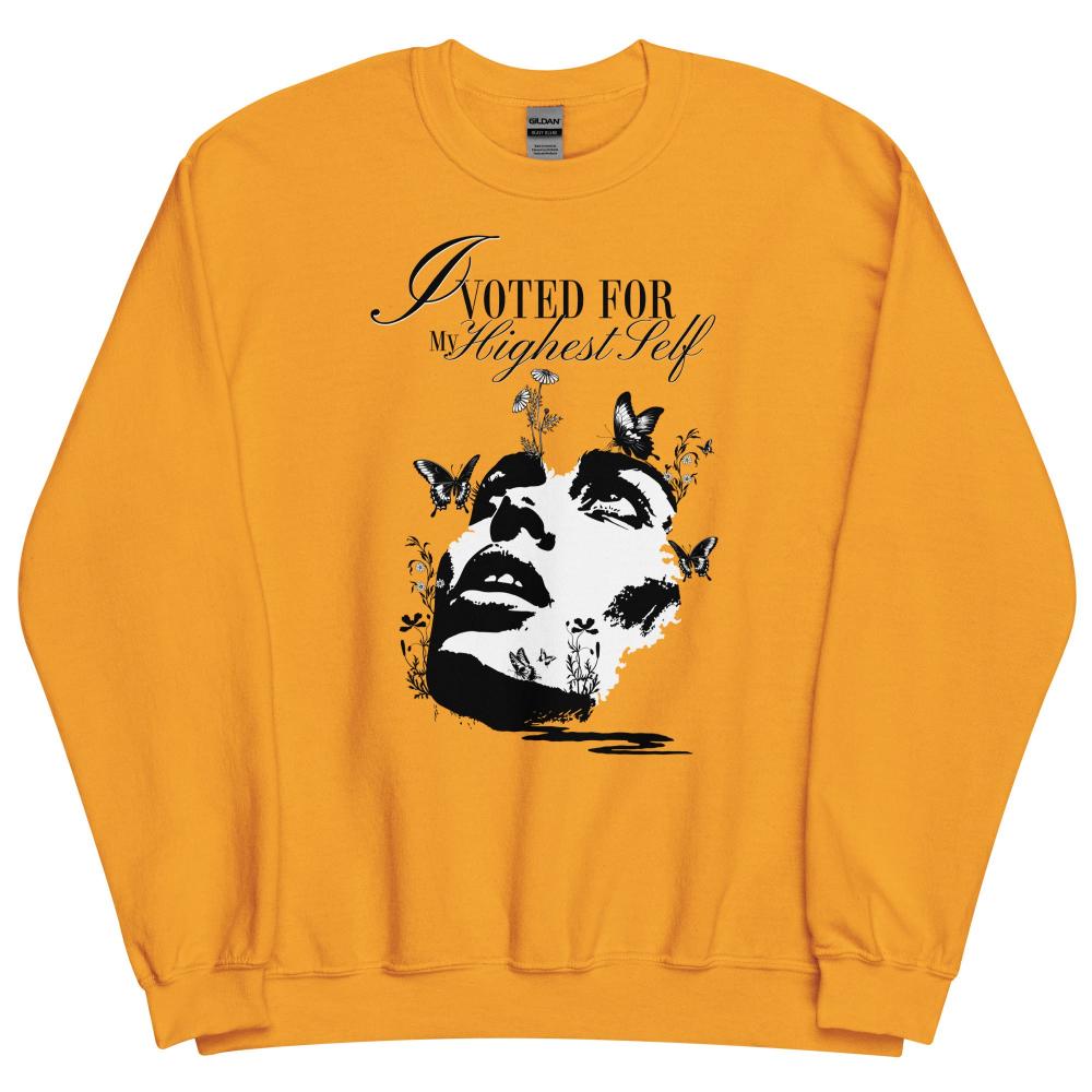 I Voted For My Highest Self Sweatshirt - Gold Color - https://ascensionemporium.net