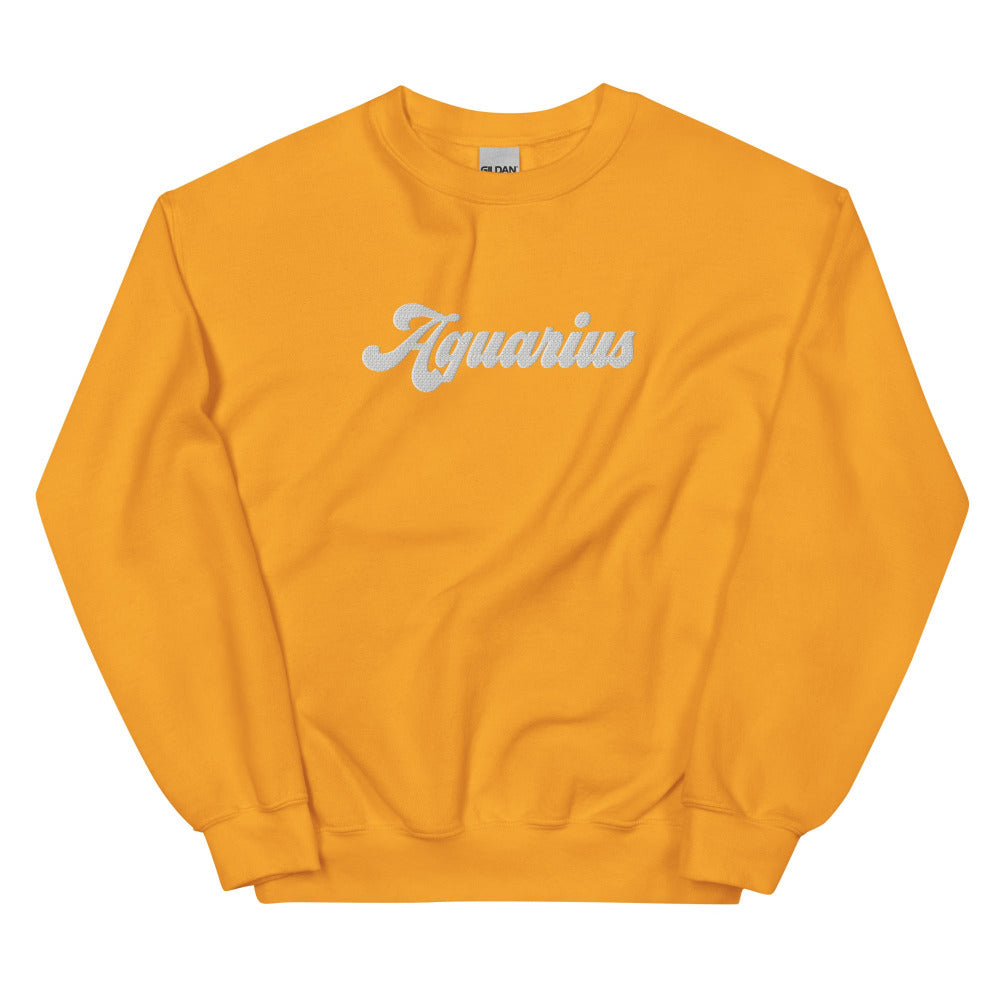 Aquarius Zodiac Embroidered Sweatshirt - Gold Color - https://ascensionemporium.net
