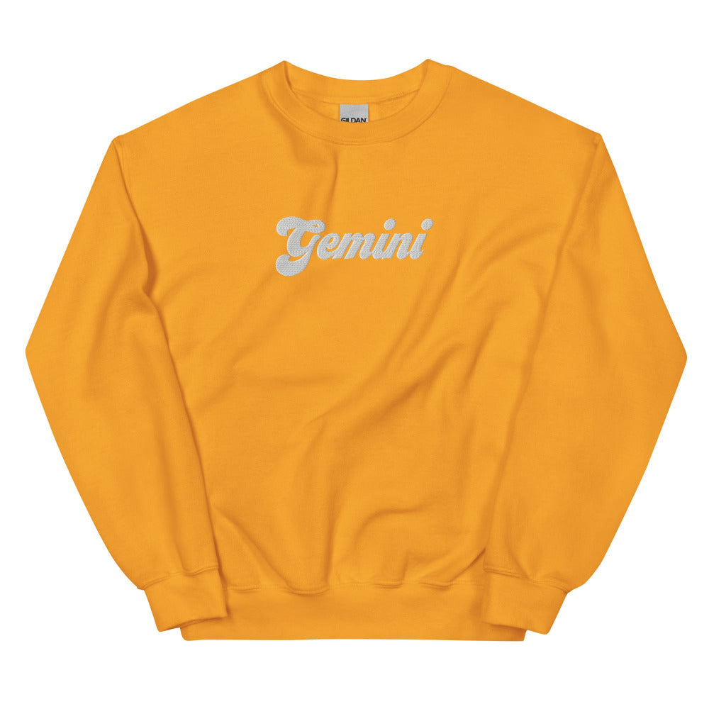 Gemini Zodiac Embroidered Sweatshirt - Gold Color - https://ascensionemporium.net