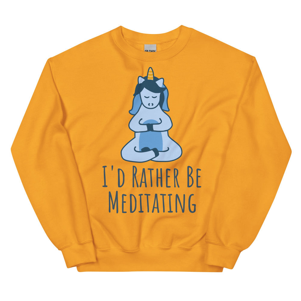 I'd Rather Be Meditating Unicorn Sweatshirt - Gold Color - https://ascensionemporium.net