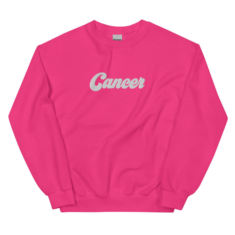 Cancer Zodiac Embroidered Sweatshirt - Heliconia Color - https://ascensionemporium.net