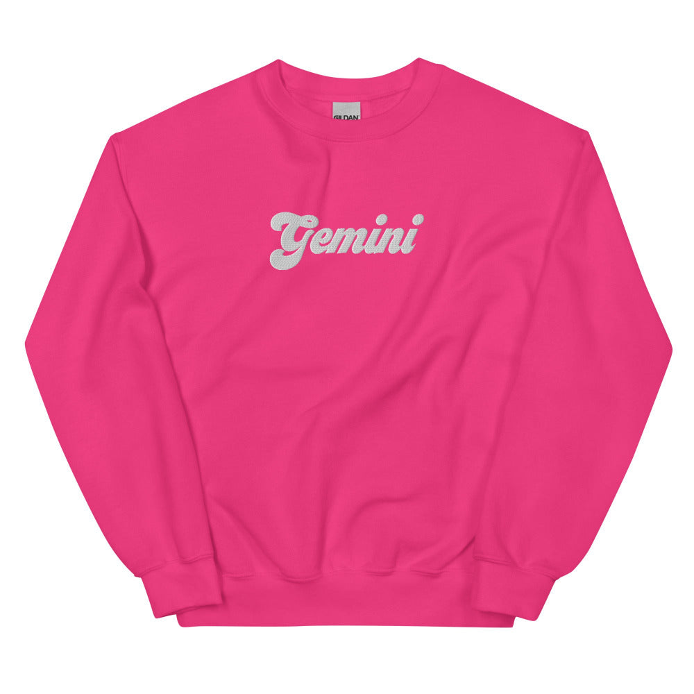 Gemini Zodiac Embroidered Sweatshirt - Heliconia Color - https://ascensionemporium.net