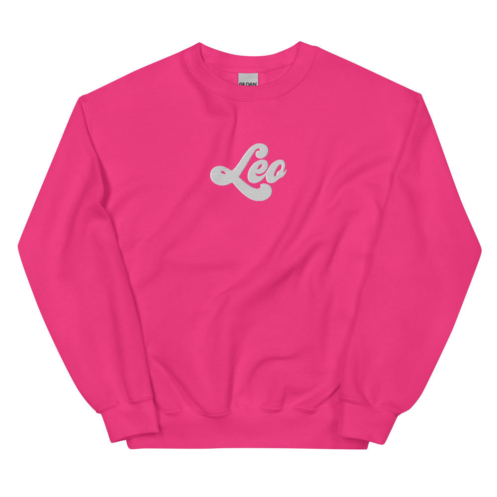 Leo Zodiac Embroidered Sweatshirt - Heliconia Color - https://ascensionemporium.net