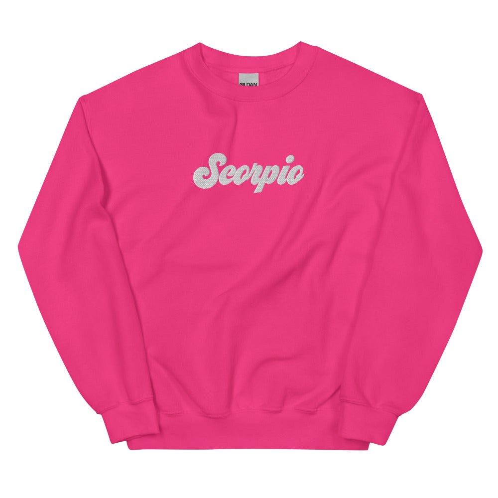 Scorpio Zodiac Embroidered Sweatshirt - Heliconia Color - https://ascensionemporium.net
