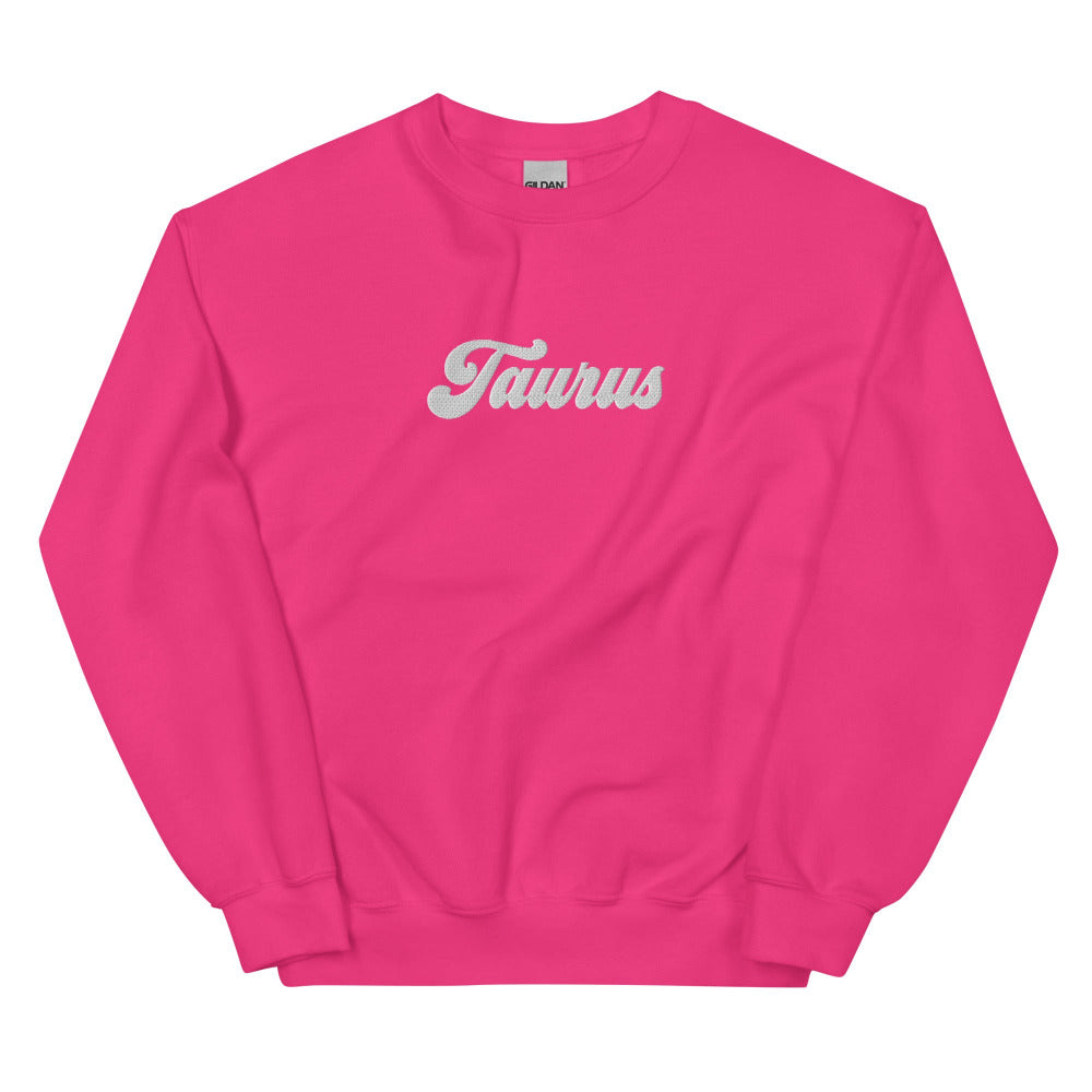 Taurus Zodiac Embroidered Sweatshirt - Heliconia Color - https://ascensionemporium.net