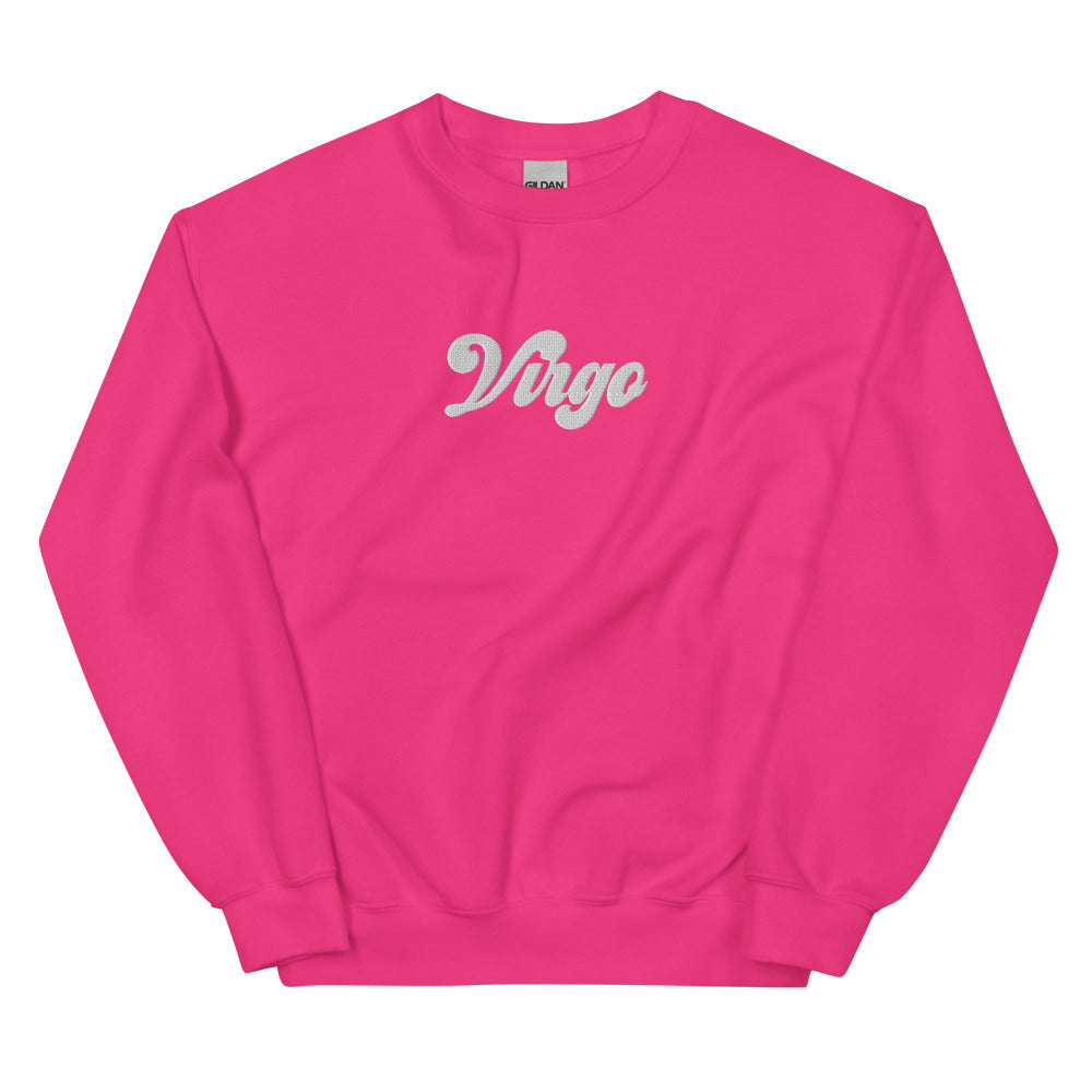 Virgo Zodiac Embroidered Sweatshirt - Heliconia Color - https://ascensionemporium.net