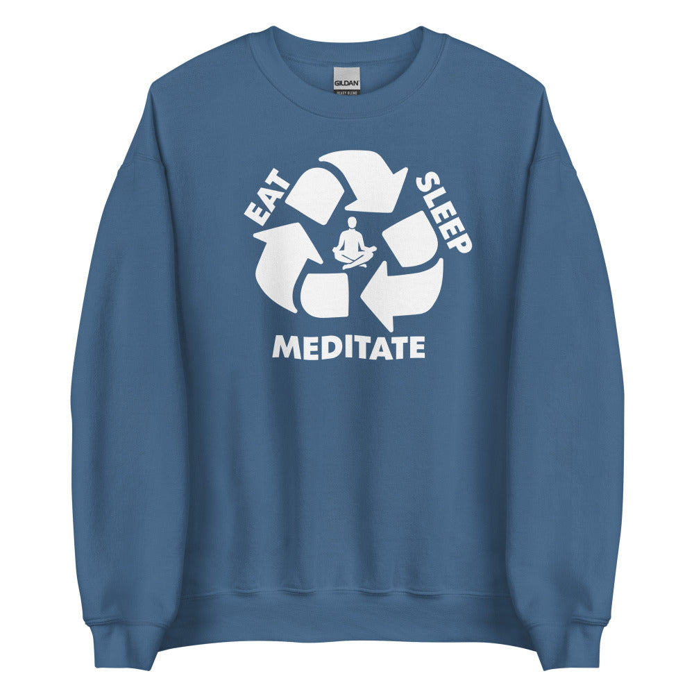 Eat Sleep Meditate Sweatshirt - Indigo Blue Color