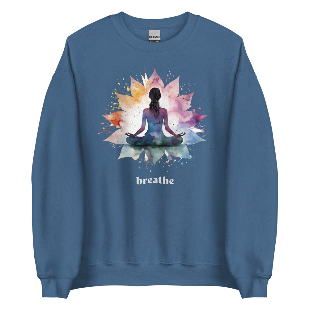 Breathe Lotus Flower Mandala Sweatshirt - Indigo Blue Color - https://ascensionemporium.net