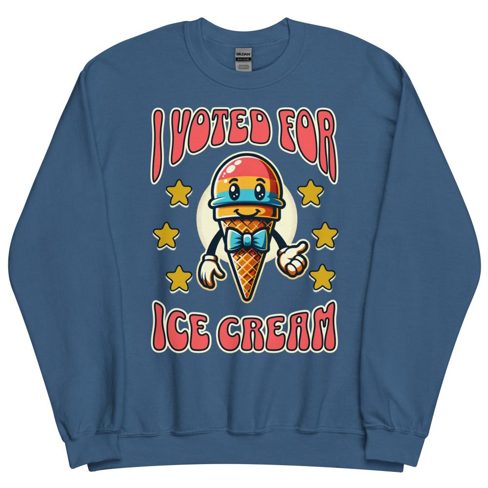 I Voted For Ice Cream Sweatshirt - Indigo Blue Color - https://ascensionemporium.net