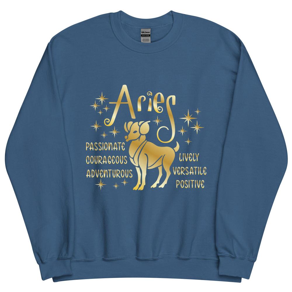 Aries Zodiac Positive Traits Sweatshirt - Indigo Blue Color - https://ascensionemporium.net