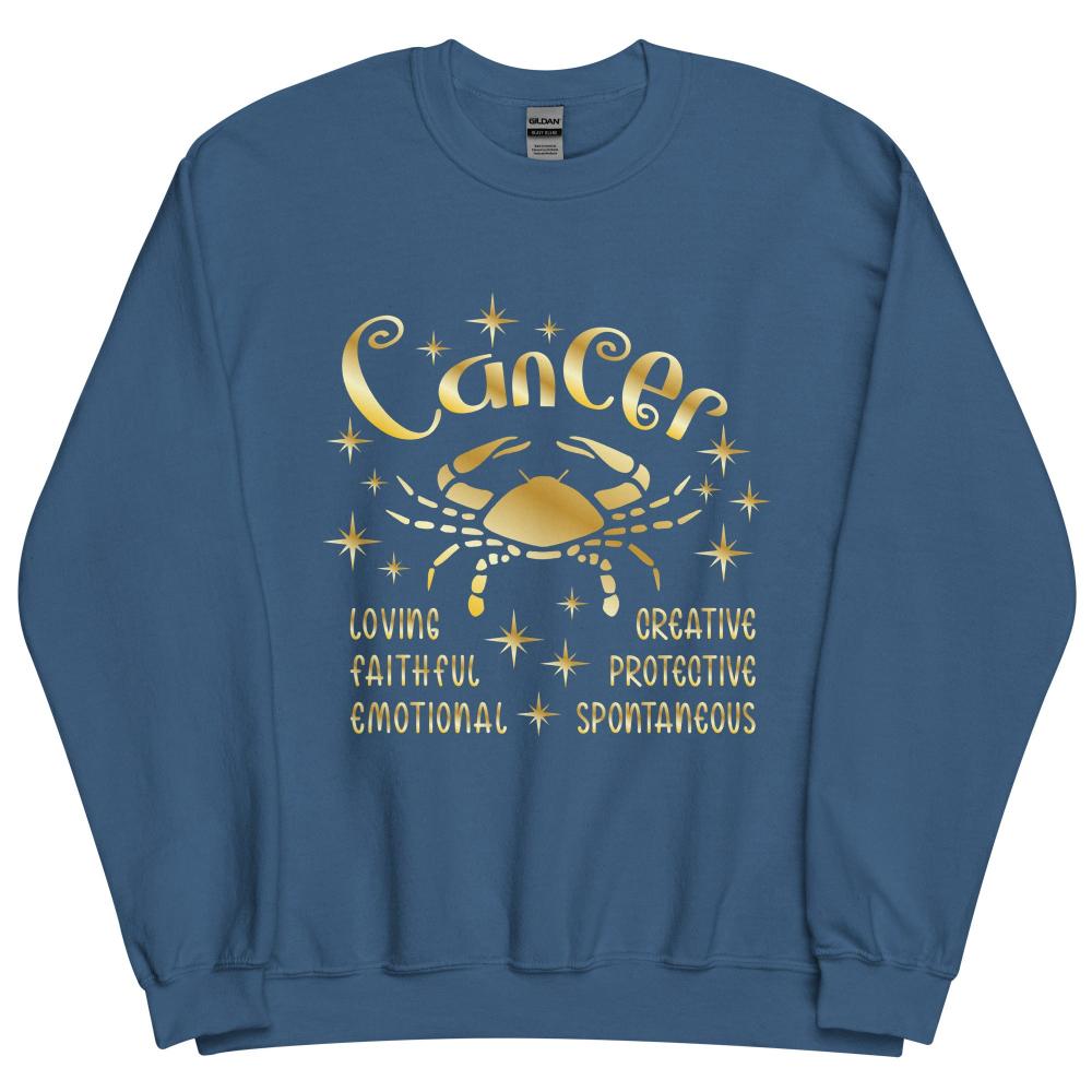 Cancer Zodiac Positive Traits Sweatshirt - Indigo Blue Color - https://ascensionemporium.net