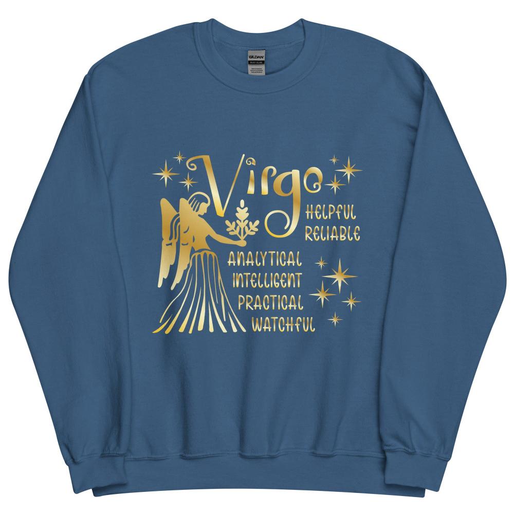 Virgo Zodiac Positive Traits Sweatshirt - Indigo Blue Color - https://ascensionemporium.net
