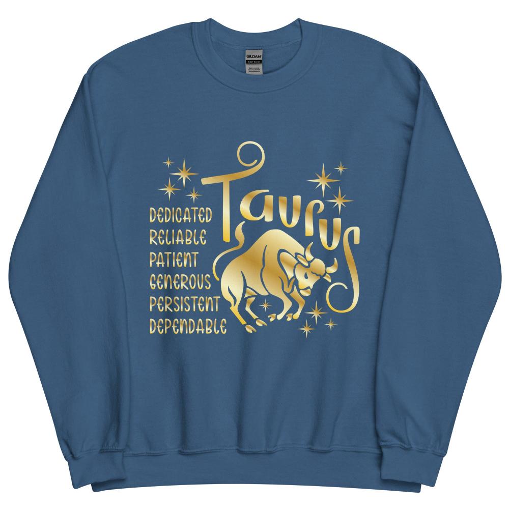 Taurus Zodiac Positive Traits Sweatshirt - Indigo Blue Color - https://ascensionemporium.net