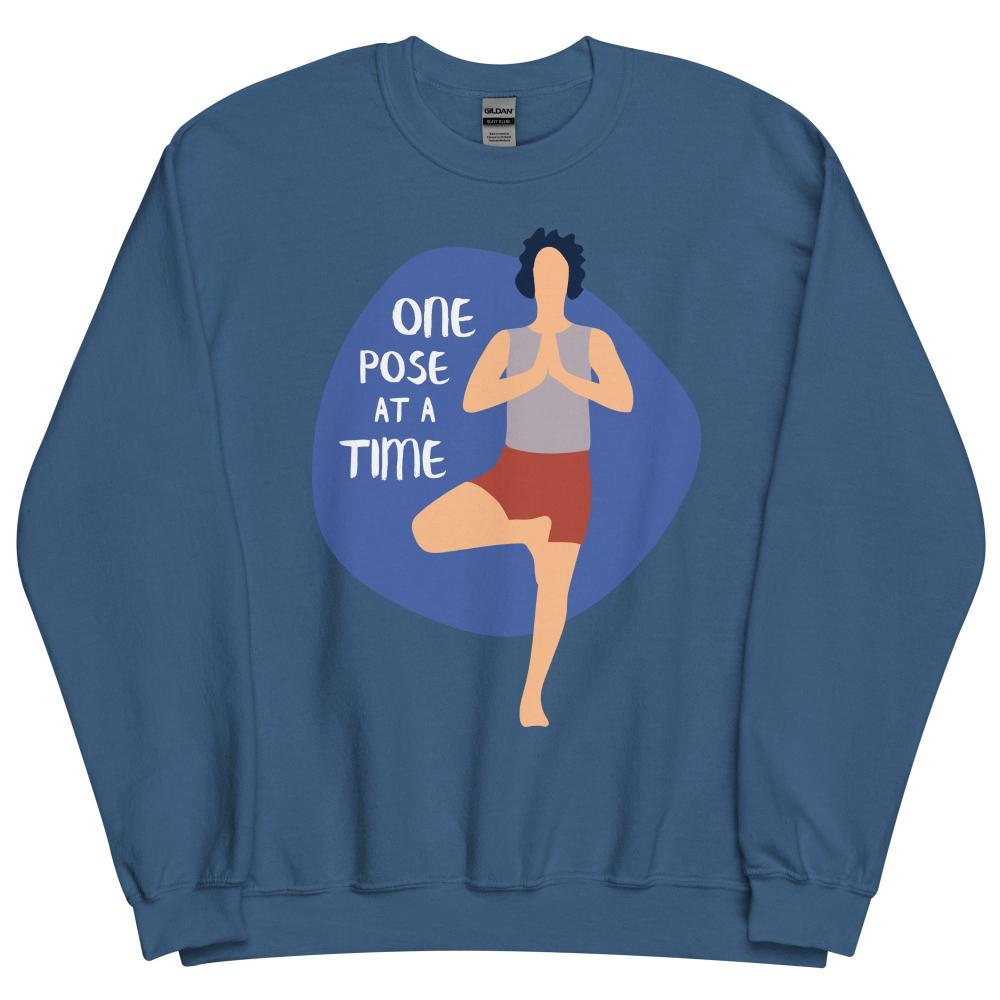 One Pose At A Time Yoga Sweatshirt - Indigo Blue Color - https://ascensionemporium.net