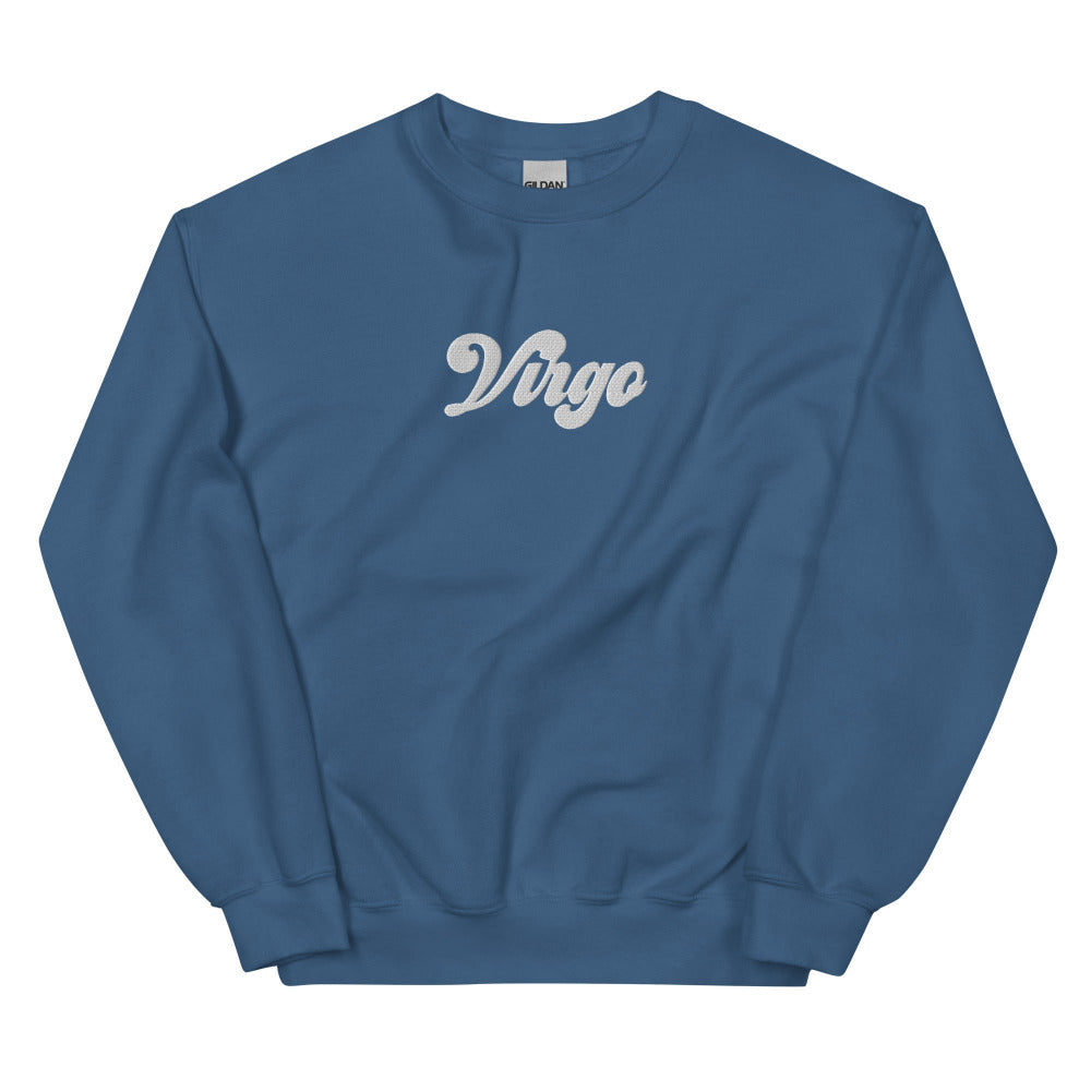 Virgo Zodiac Embroidered Sweatshirt - Indigo Blue Color - https://ascensionemporium.net