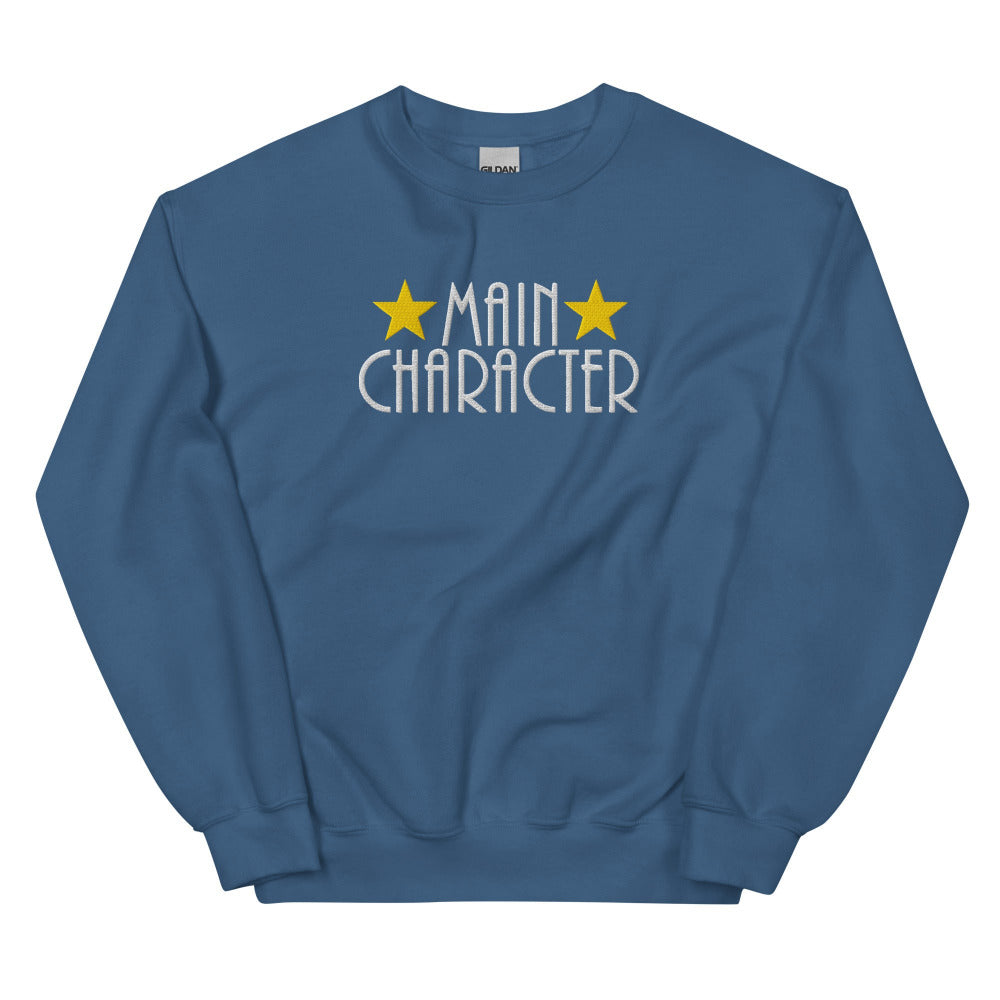 Main Character Embroidered Sweatshirt - Indigo Blue Color - https://ascensionemporium.net