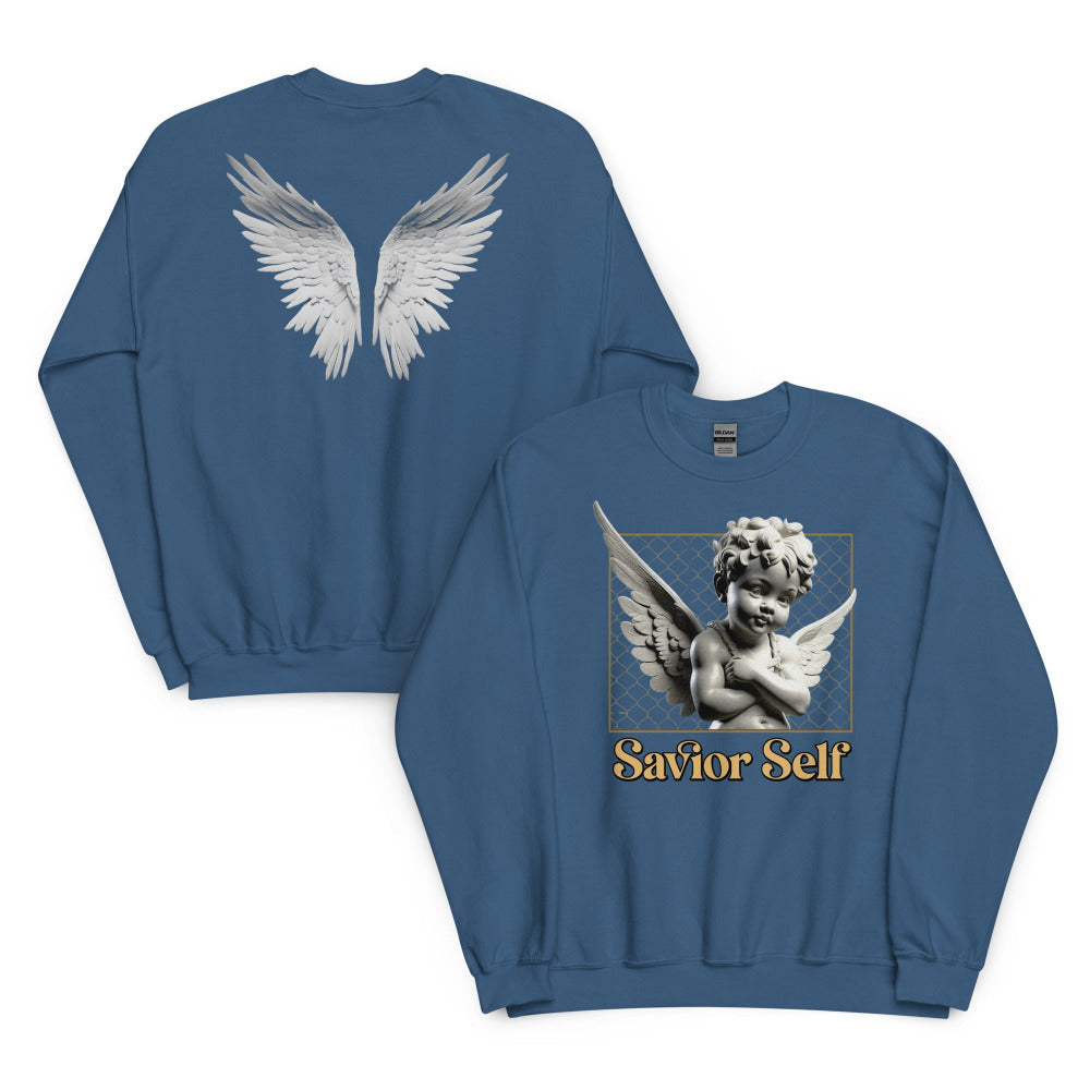 Savior Self Angel Wings Sweatshirt - Indigo Blue Color - https://ascensionemporium.net