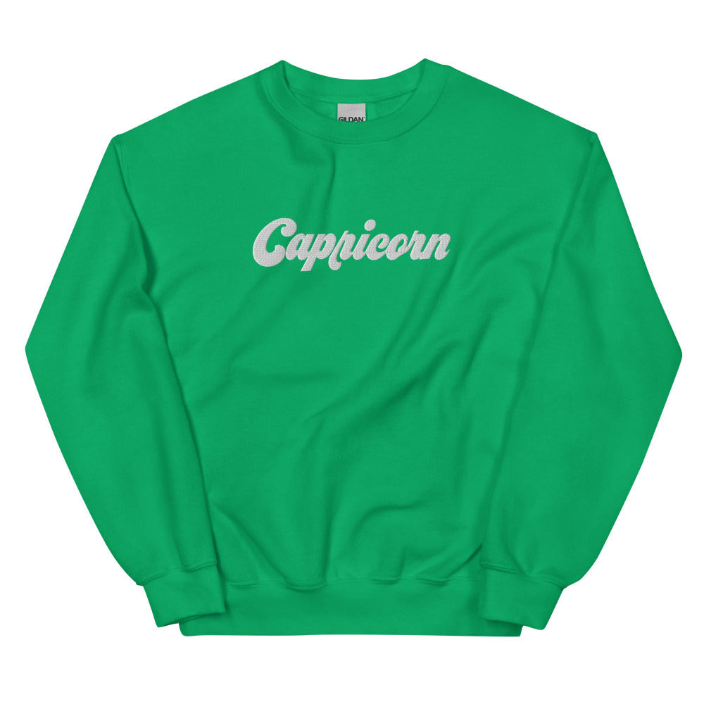 Capricorn Zodiac Embroidered Sweatshirt - Irish Green Color - https://ascensionemporium.net