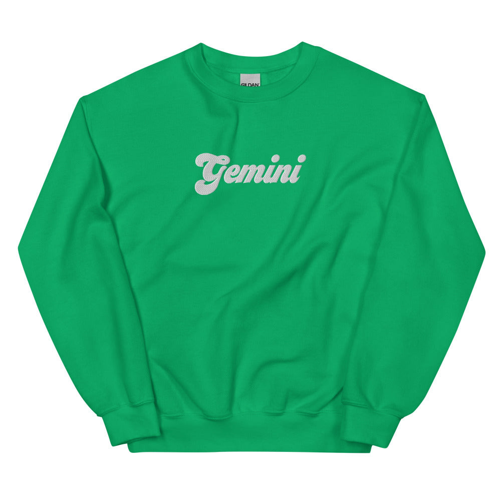 Gemini Zodiac Embroidered Sweatshirt - Irish Green Color - https://ascensionemporium.net