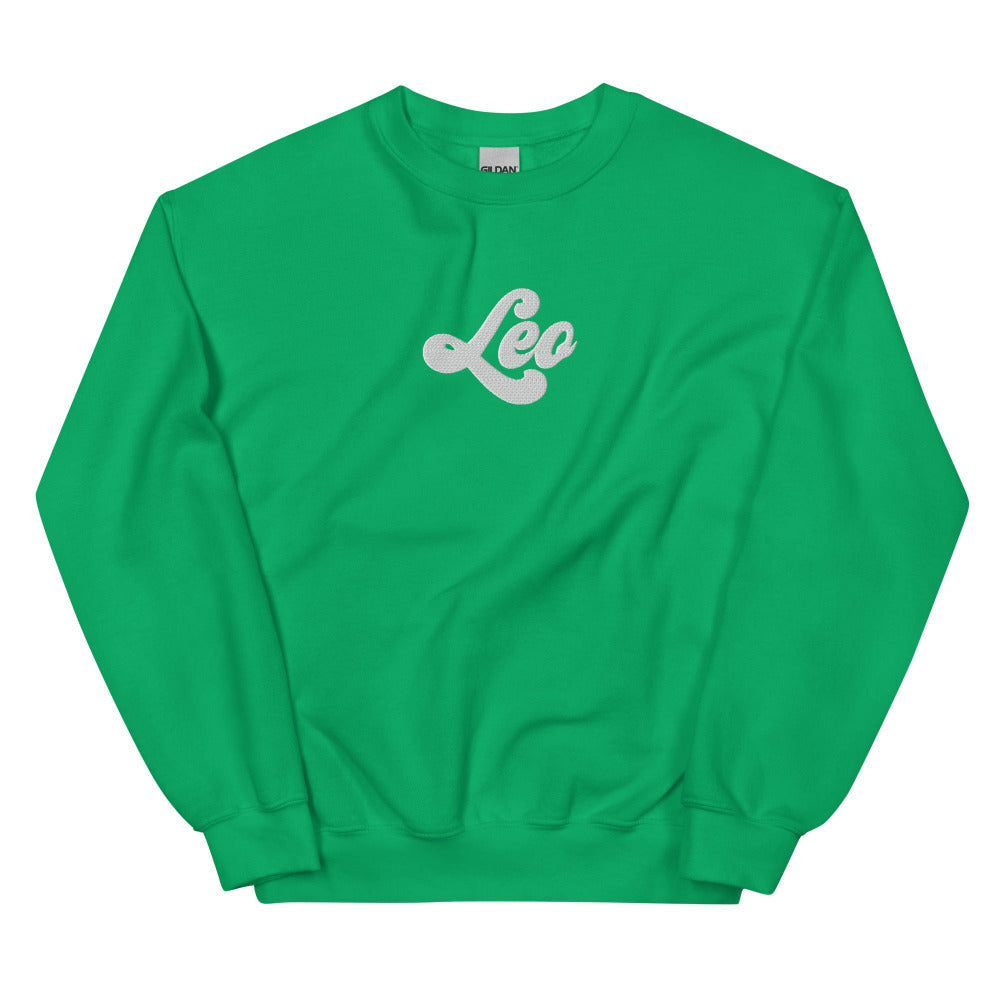 Leo Zodiac Embroidered Sweatshirt - Irish Green Color - https://ascensionemporium.net