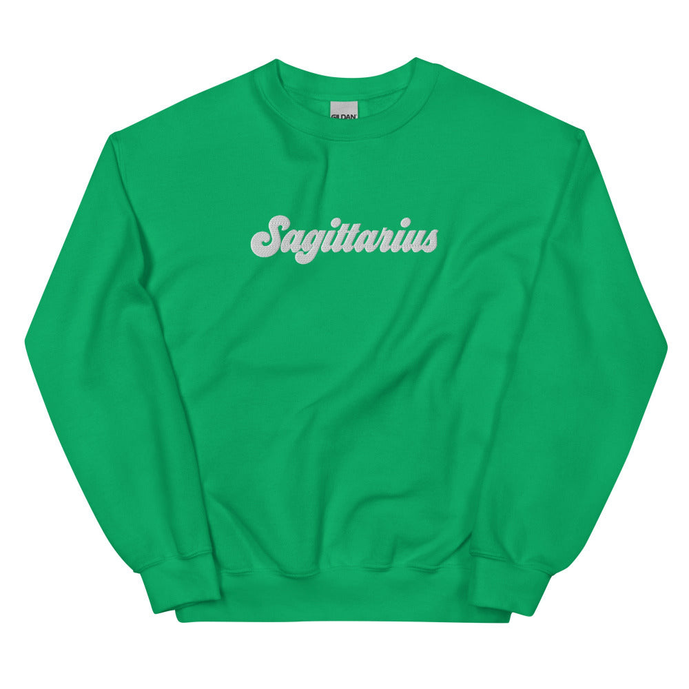 Sagittarius Zodiac Embroidered Sweatshirt - Irish Green Color - https://ascensionemporium.net