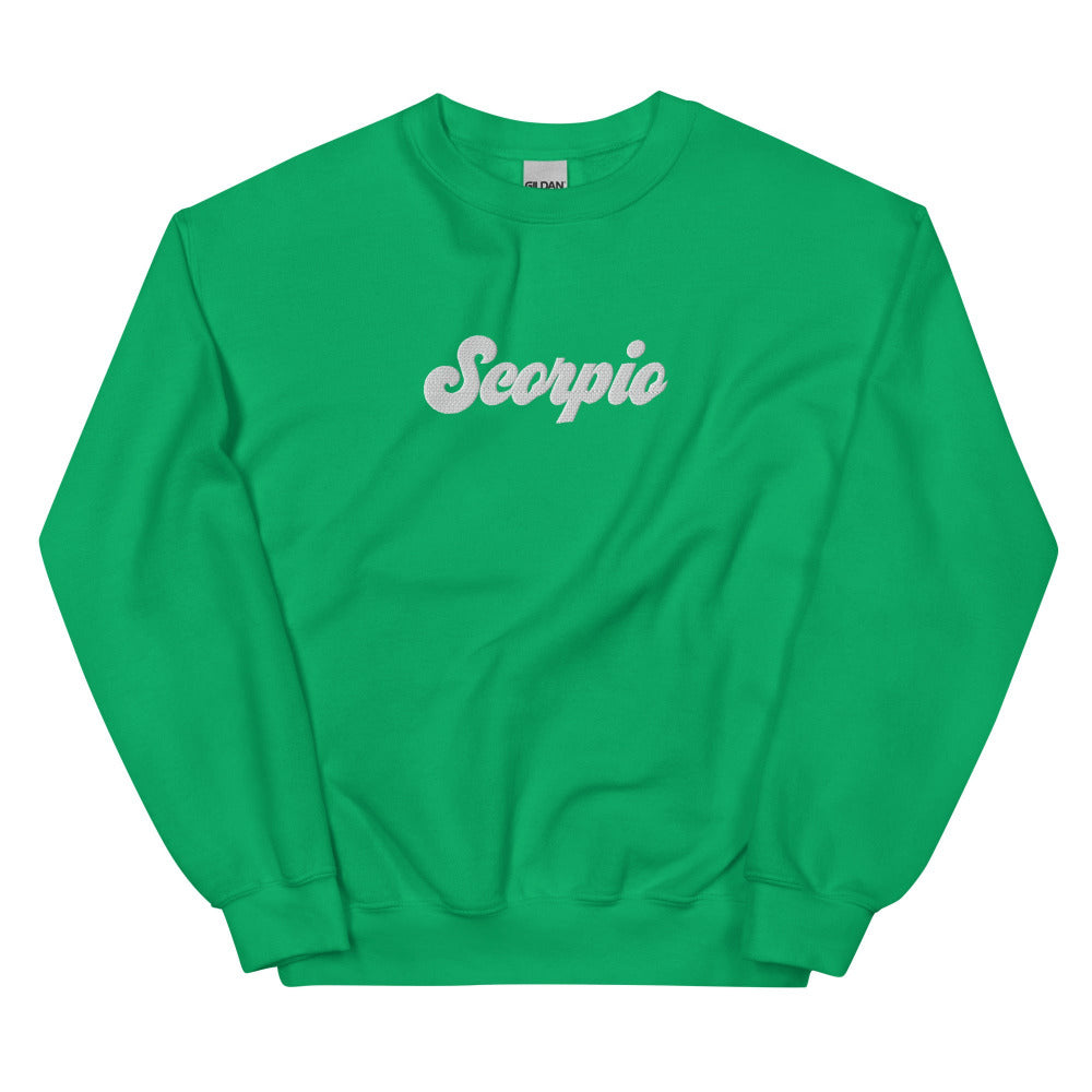 Scorpio Zodiac Embroidered Sweatshirt - Irish Green Color - https://ascensionemporium.net