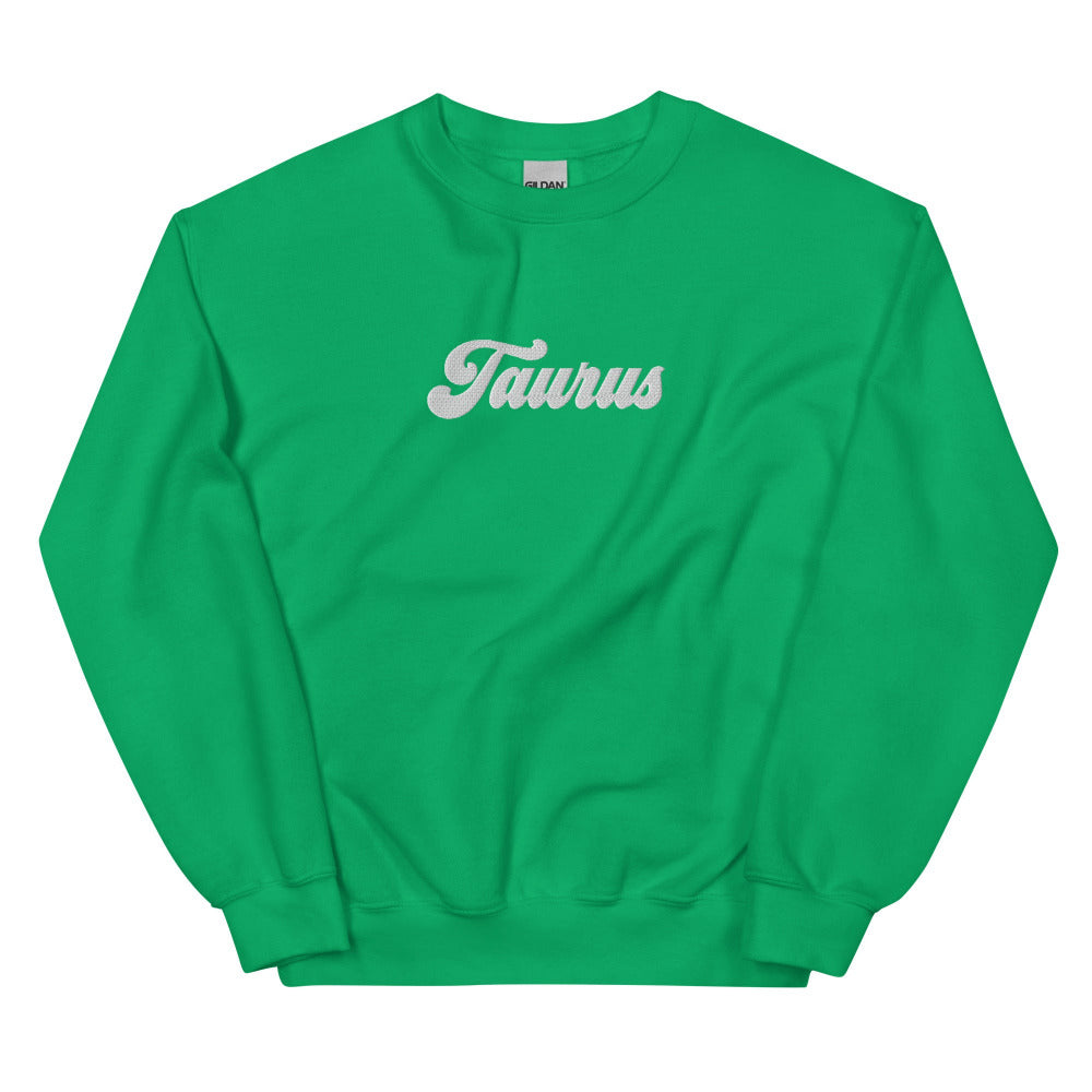 Taurus Zodiac Embroidered Sweatshirt - Irish Green Color - https://ascensionemporium.net