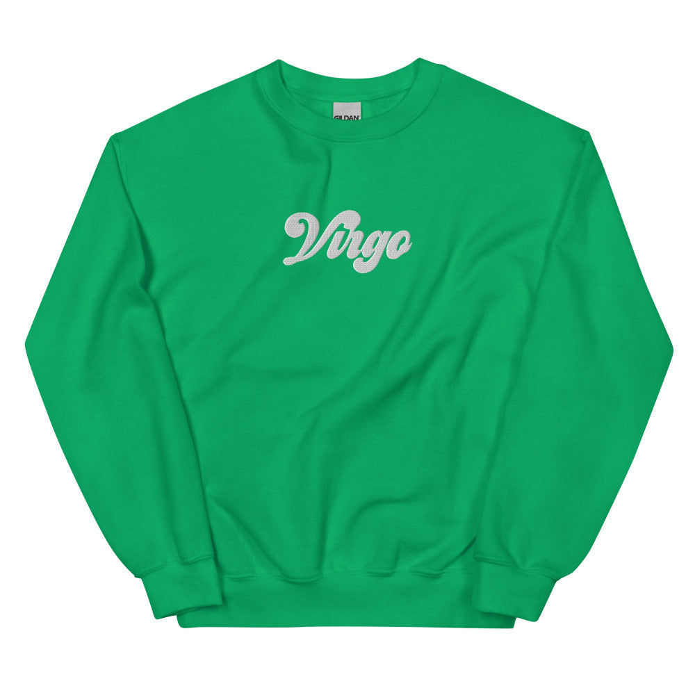 Virgo Zodiac Embroidered Sweatshirt - Irish Green Color - https://ascensionemporium.net