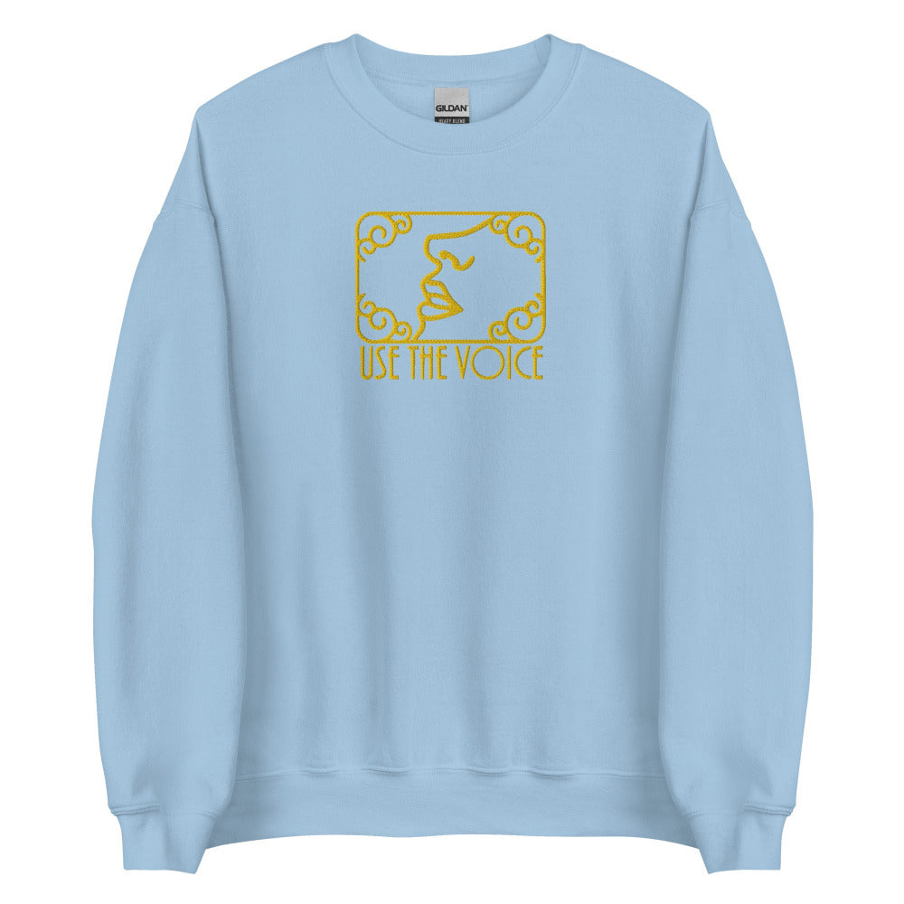 Use The Voice Embroidered Sweatshirt - Light Blue Color