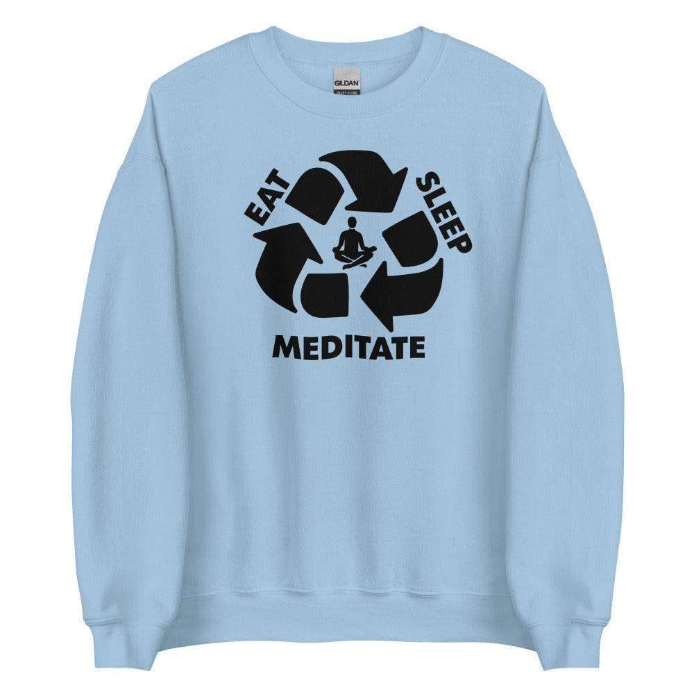 Eat Sleep Meditate Sweatshirt - Light Blue Color