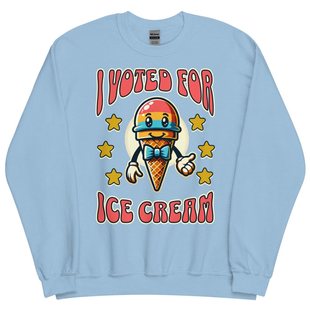 I Voted For Ice Cream Sweatshirt - Light Blue Color - https://ascensionemporium.net