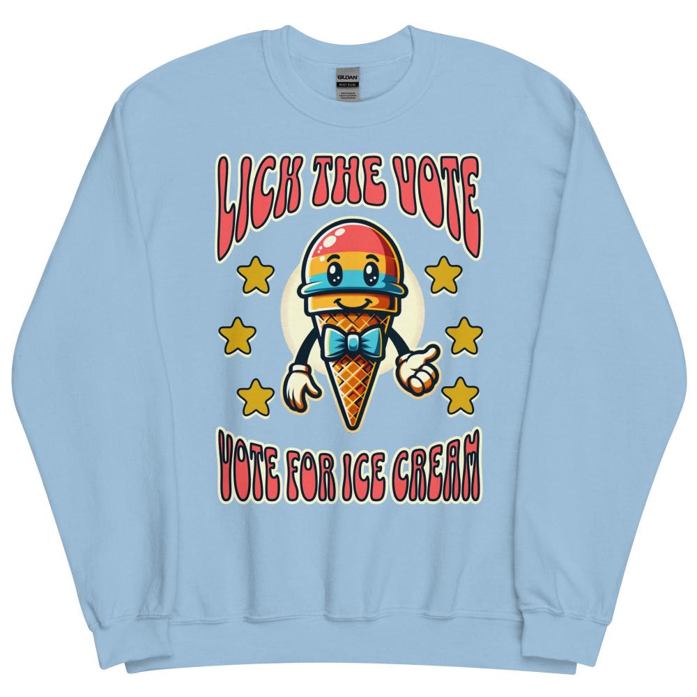 Lick The Vote Ice Cream Sweatshirt - Light Blue Color - https://ascensionemporium.net