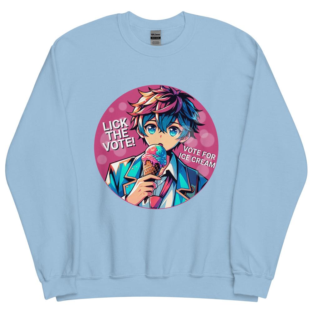 Lick The Vote Anime Ice Cream Boy Sweatshirt - Light Blue Color - https://ascensionemporium.net