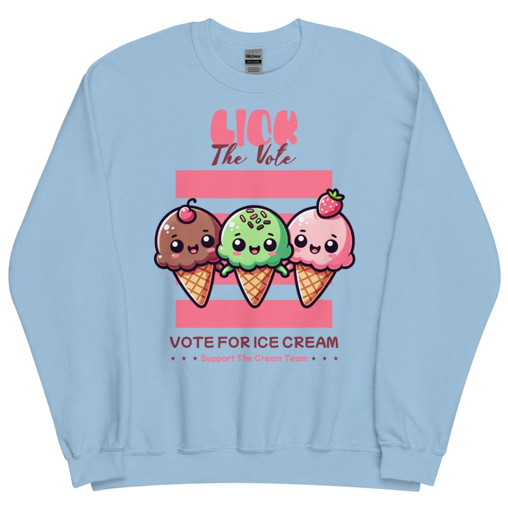 Lick The Vote Kawaii Ice Cream Sweatshirt - Light Blue Color - https://ascensionemporium.net