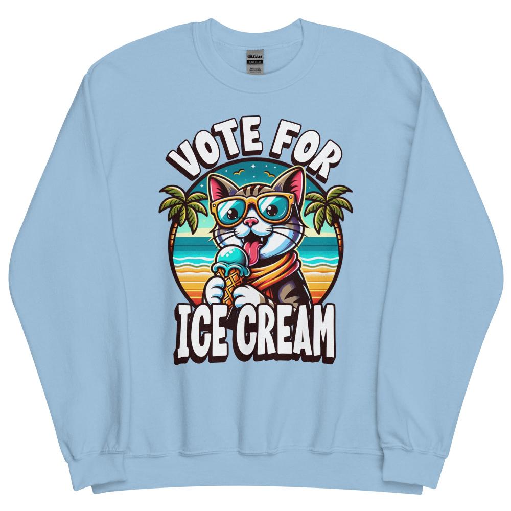 Vote For Ice Cream Cat Sweatshirt - Light Blue Color - https://ascensionemporium.net