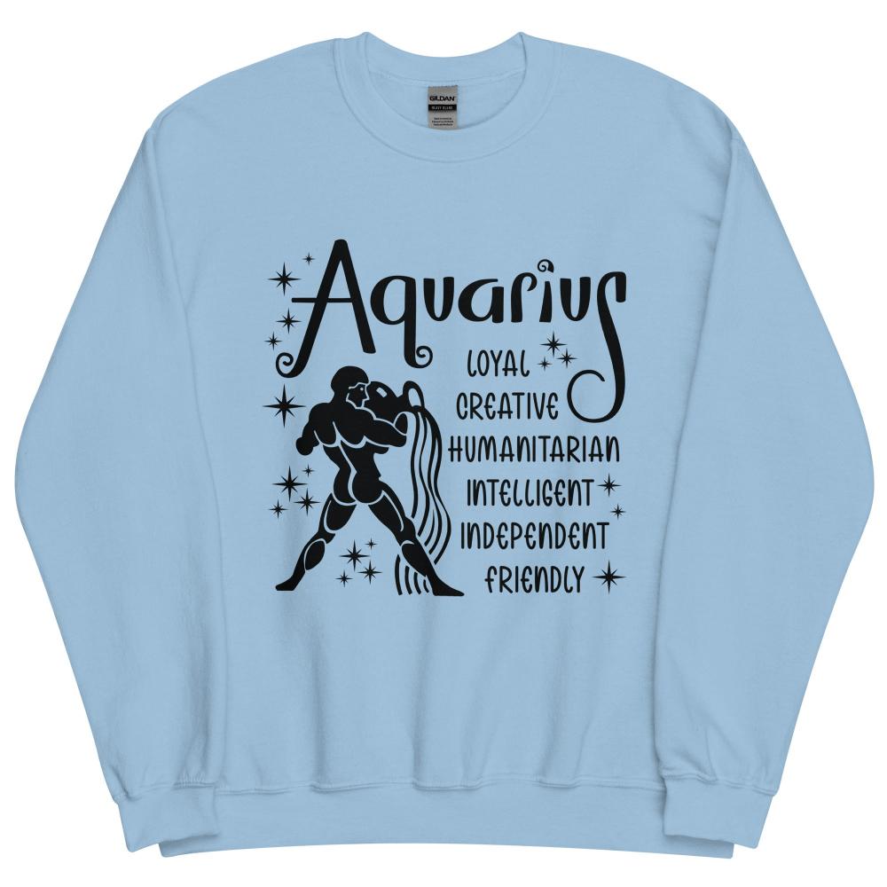 Aquarius Zodiac Positive Traits Sweatshirt - Light Blue Color - https://ascensionemporium.net