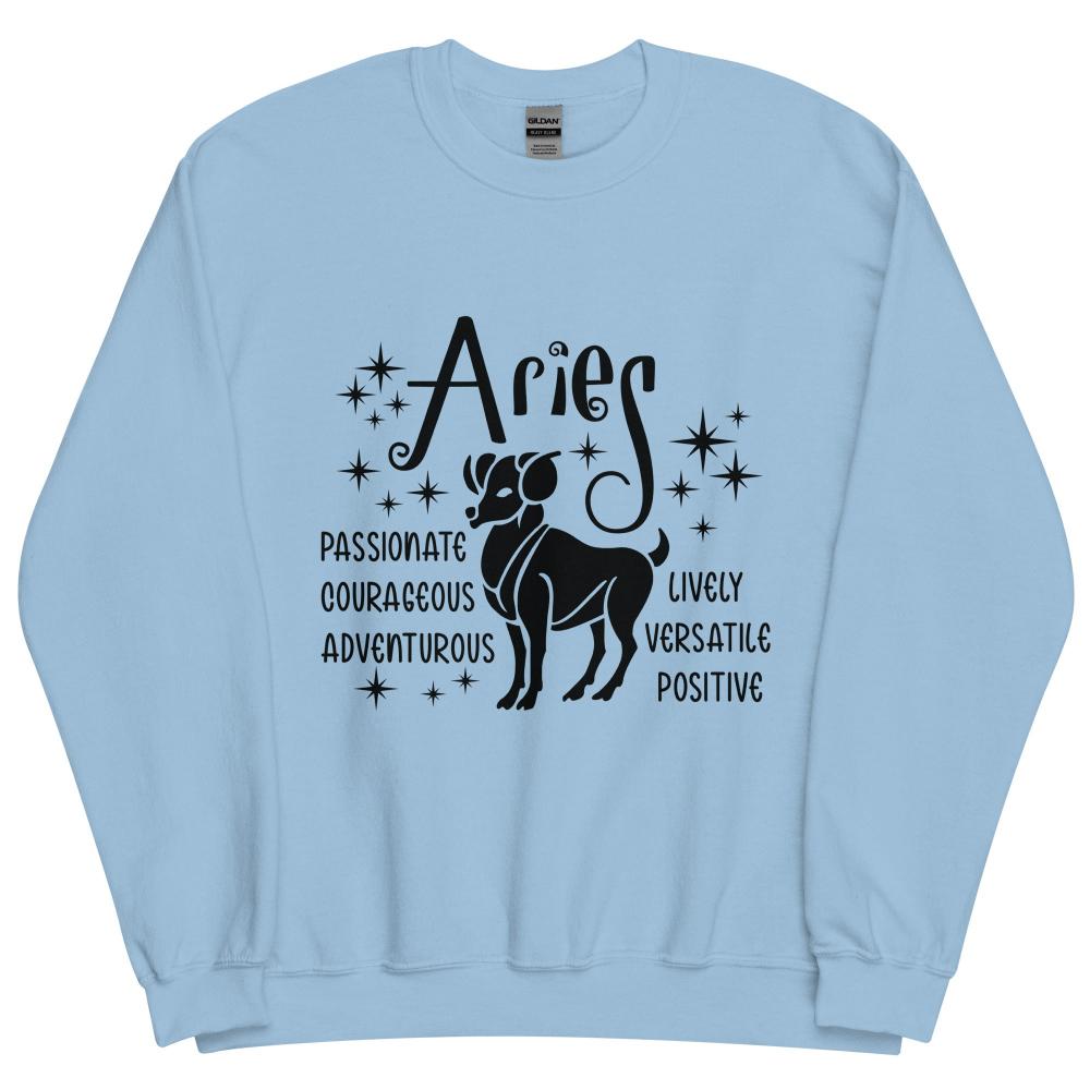 Aries Zodiac Positive Traits Sweatshirt - Light Blue Color - https://ascensionemporium.net