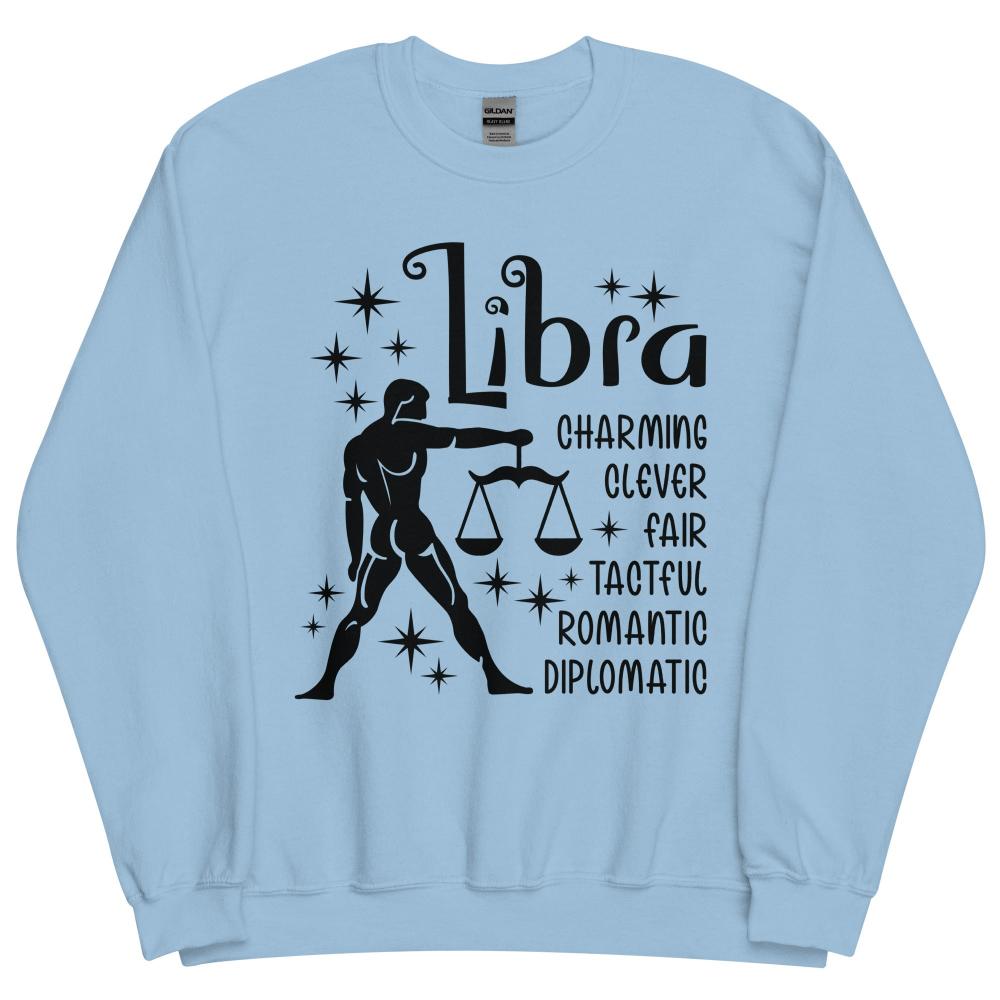 Libra Zodiac Positive Traits Sweatshirt - Light Blue Color - https://ascensionemporium.net