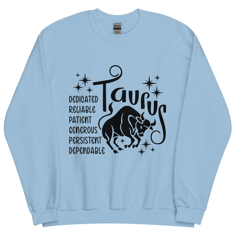 Taurus Zodiac Positive Traits Sweatshirt - Light Blue Color - https://ascensionemporium.net