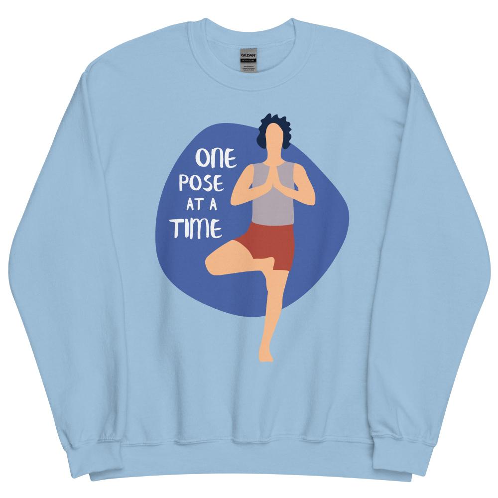 One Pose At A Time Yoga Sweatshirt - Light Blue Color - https://ascensionemporium.net