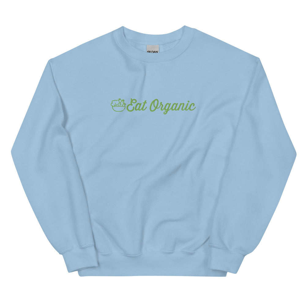 Eat Organic Embroidered Sweatshirt - Light Blue Color - https://ascensionemporium.net 