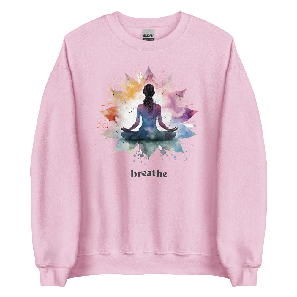Breathe Yoga Meditation Sweatshirt - Flower Mandala - Light Pink Color